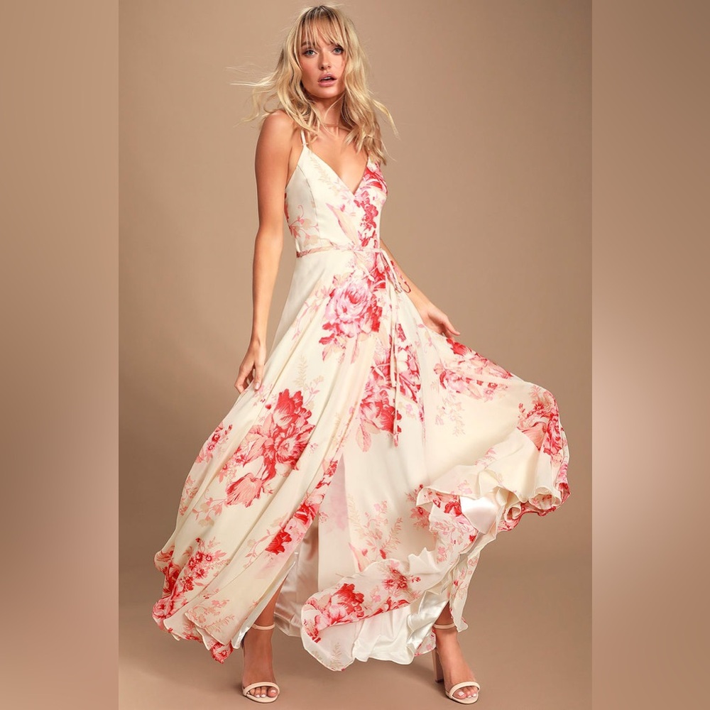 Cream and Coral Maxi Dress